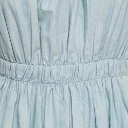 Pre Owned Miu Miu Blue Denim Puff Sleeve Mini Dress XS