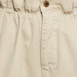 Pre Owned Miu Miu Beige Logo Embroidered Cotton High Rise Cargo Shorts S