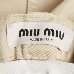 Pre Owned Miu Miu Beige Logo Embroidered Cotton High Rise Cargo Shorts S