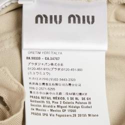 Pre Owned Miu Miu Beige Logo Embroidered Cotton High Rise Cargo Shorts S