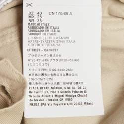 Pre Owned Miu Miu Beige Logo Embroidered Cotton High Rise Cargo Shorts S