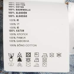 Pre Owned فستان ميو ميو دنيم أزرق بطباعة شعار بلا أكمام مقاس صغير