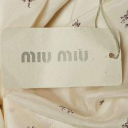 Pre Owned Miu Miu White Floral Print Silk Midi Skirt XL