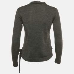 Pre Owned كارديغان ميو ميو تريكوت بأزرار أسود مقاس صغير (سمول)