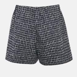 Pre Owned Miu Miu Navy Blue Checks Tweed Shorts S
