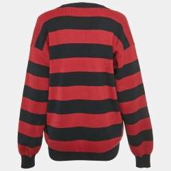 Pre Owned كارديجان ميو ميو مخطط وردي/أزرق بشعار مطرز صغير