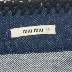 Pre Owned Miu Miu Blue Crochet Pocket Denim Midi Skirt XS