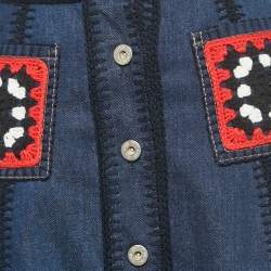 Pre Owned Miu Miu Blue Crochet Pocket Denim Midi Skirt XS