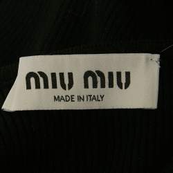 Pre Owned فستان ميو ميو ميدي بلا أكمام مضلع بشعار أسود صغير