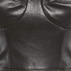مملوكة مسبقًا Miu Miu Black Genuine Leather Strapless Mini Dress S