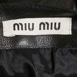 مملوكة مسبقًا Miu Miu Black Genuine Leather Strapless Mini Dress S