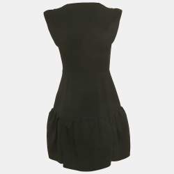 Pre Owned فستان ميو ميو مخمل مزين مكشكش أسود ميني مقاس صغير (سمول)