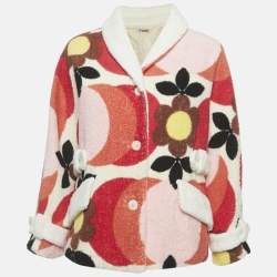 Pre Owned Miu Miu Multicolour Floral Print Terry Coat S