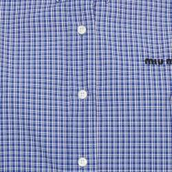 Pre Owned Miu Miu Blue Checked Cotton Logo Embroidered Shirt M