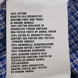 Pre Owned Miu Miu Blue Checked Cotton Logo Embroidered Shirt M