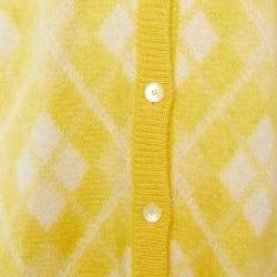 مملوكة مسبقًا Miu Miu Yellow Argyle Wool Blend Oversize Cardigan L