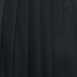 Pre Owned Miu Miu Blue Logo Applique Wool Pleated Knee Length Skirt M