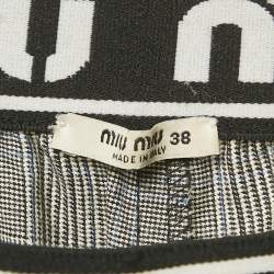 Pre Owned Miu Miu Dark Grey Plaid Wool Straight Leg Pants S