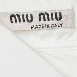 مملوكة مسبقًا Miu Miu White Floral Embroidered Smock Blouse S