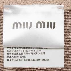 Pre Owned Miu Miu Beige Striped Wool Blend Wide Leg Pants S