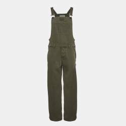 Pre Owned Miu Miu Green Denim Applique -Logo Detail Jumpsuit XS