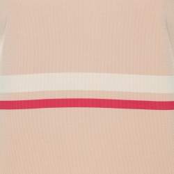 Pre Owned Miu Miu Beige/Pink Jersey High Neck Dress S