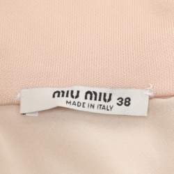 Pre Owned Miu Miu Beige/Pink Jersey High Neck Dress S