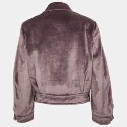 Pre Owned جاكيت ميو ميو كستنائي مخملي مزين بالخرز مقاس صغير