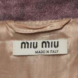 Pre Owned جاكيت ميو ميو كستنائي مخملي مزين بالخرز مقاس صغير