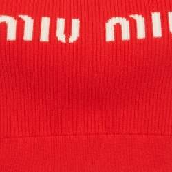 Pre Owned توب ميو ميو قصير مضلع تصميم شعار أحمر مقاس متوسط