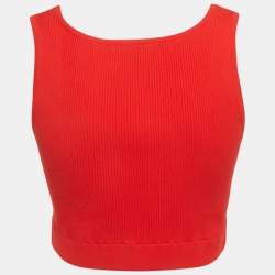 Pre Owned توب ميو ميو قصير مضلع تصميم شعار أحمر مقاس متوسط