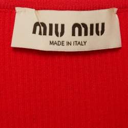 Pre Owned توب ميو ميو قصير مضلع تصميم شعار أحمر مقاس متوسط