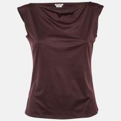 Pre Owned Miu Miu Dark Plum Jersey Sleeveless Top S