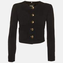 Pre Owned Miu Miu Black Boucle Cropped Jacket S