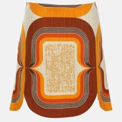 Pre Owned Miu Miu Multicolor Printed Linen Skirt M