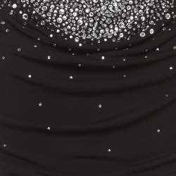 Pre Owned Miu Miu Black Jersey Rhinestone Detail Lace-Up Midi Dress S 