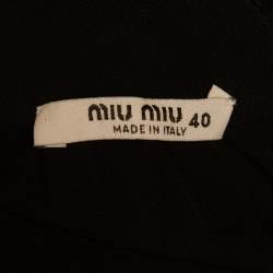 Pre Owned Miu Miu Black Jersey Rhinestone Detail Lace-Up Midi Dress S 
