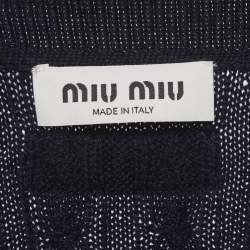 مملوكة مسبقًا بولو ميوميو بأكمام طويلة بتصميم كابلات تريكو أزرق مقاس صغير (سمول)