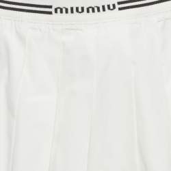 Pre Owned تنورة ميني ميو ميو بيضاء قطنية مثنية للتنس مقاس صغير - سمول