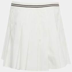 Pre Owned تنورة ميني ميو ميو بيضاء قطنية مثنية للتنس مقاس صغير - سمول