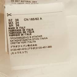 Pre Owned تنورة ميني ميو ميو بيضاء قطنية مثنية للتنس مقاس صغير - سمول