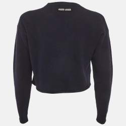 مملوكة مسبقًا بلوفر ميو ميو صوف كحلي قصير مقاس صغير (سمول)