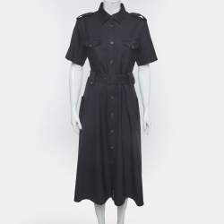مملوكة مسبقًا Miu Miu Navy Blue Gabardine Midi Dress M