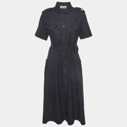 مملوكة مسبقًا Miu Miu Navy Blue Gabardine Midi Dress M