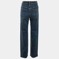 Pre Owned Miu Miu Navy Blue Denim Straight Leg Jeans S Waist 30" 