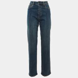 Pre Owned Miu Miu Navy Blue Denim Straight Leg Jeans S Waist 30" 