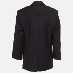 مملوكة مسبقًا Miu Miu Navy Blue Logo Embroidered Wool Blazer XS