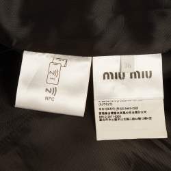 مملوكة مسبقًا Miu Miu Navy Blue Logo Embroidered Wool Blazer XS