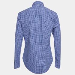 مملوكة مسبقًا Miu Miu Blue Checks Poplin Long Sleeve Shirt M