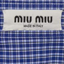 مملوكة مسبقًا Miu Miu Blue Checks Poplin Long Sleeve Shirt M